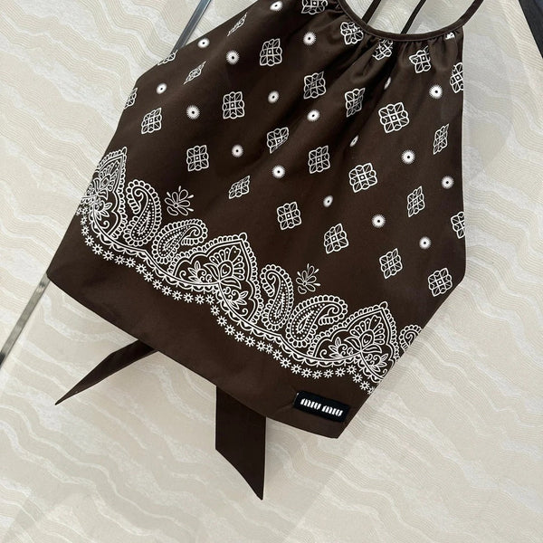 MIUMIU EARTH BROWN STRAPPY BACK TOP