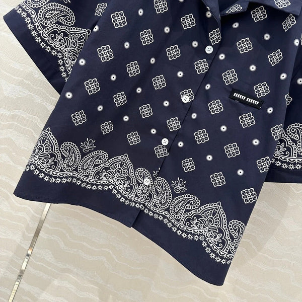 MIUMIU CAMICIA A MANICHE CORTE BLU NOTTE 261480