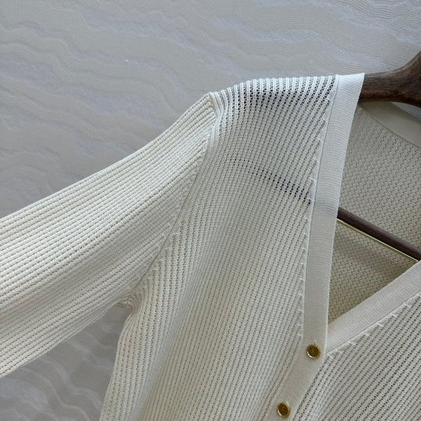 LP CREAM V-NECK KNIT CARDIGAN