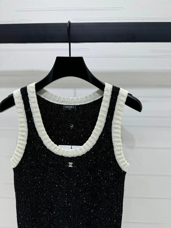 CHANEL ROUND-NECK SEQUIN KNIT VEST 274865