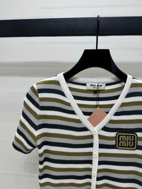 MIUMIU SHORT-SLEEVE KNIT CARDIGAN 274944