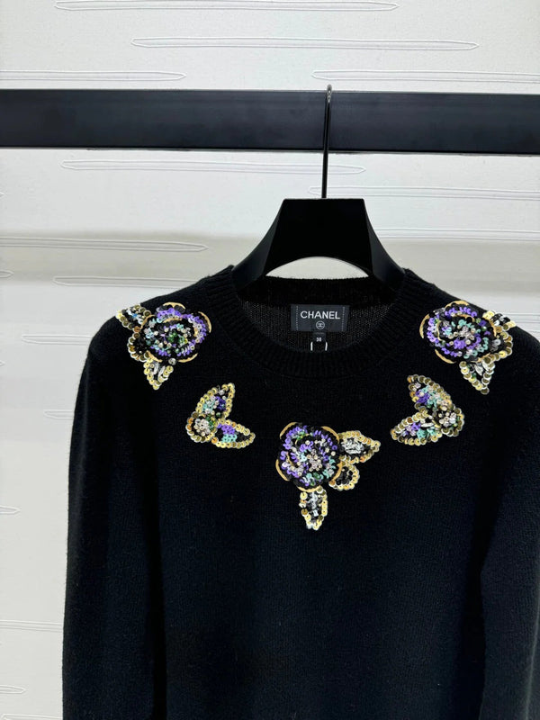 CHANEL SEQUIN CAMELLIA PULLOVER 274882