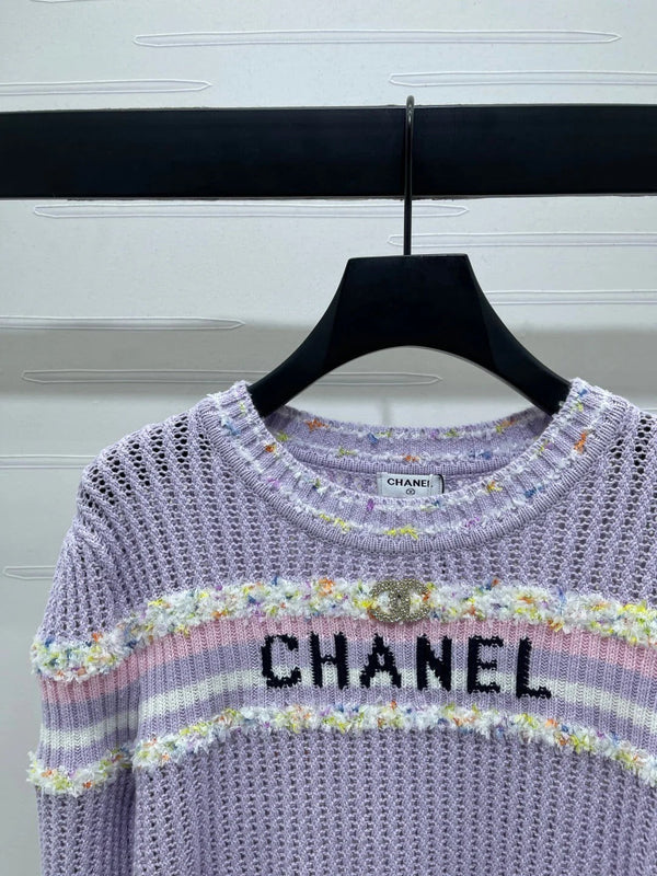CHANEL 25S LONG SLEEVE OPEN-KNIT SWEATER STYLE 163