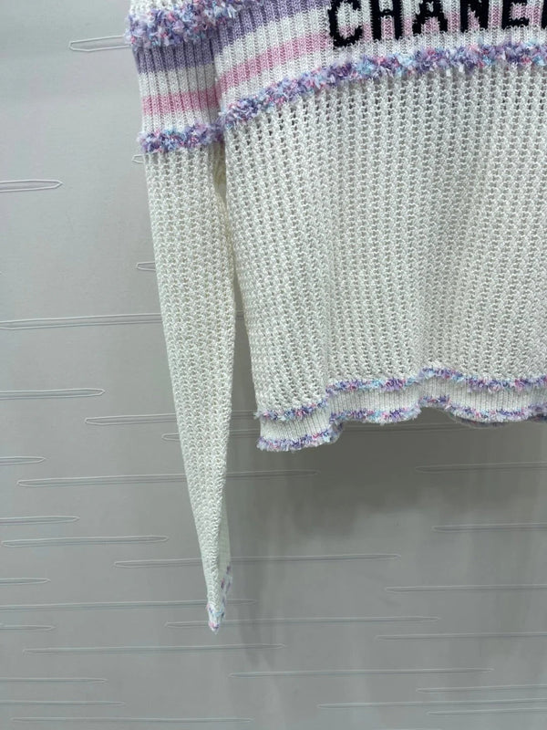 CHANEL 25S LONG SLEEVE OPEN-KNIT SWEATER STYLE 161