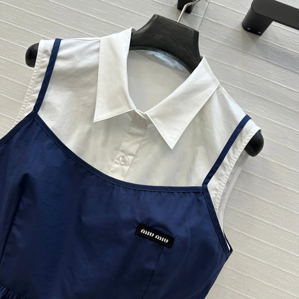 MIUMIU FAUX TWO-PIECE DRESS WITH STRAPS 268351