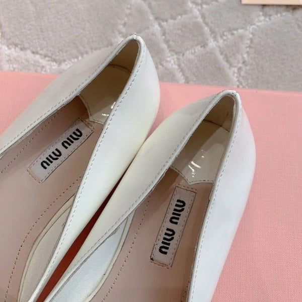 Floral White Ballet Shoes Sheepskin