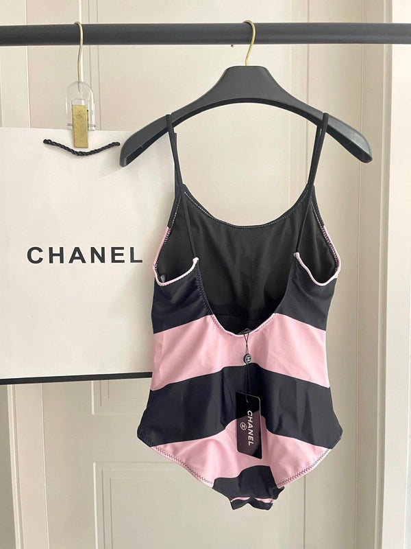 SWIMSUIT IN BLACK AND PINK HORIZONTAL STRIPES 626019