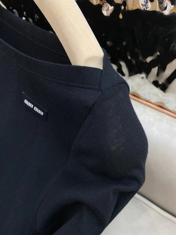 OFF SHOULDER LOGO T SHIRT 25S IN KATUN 266111