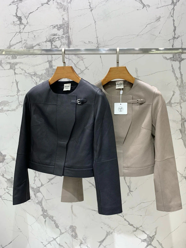 HERMES 25S LEATHER JACKET WITH LEATHER SHORTS