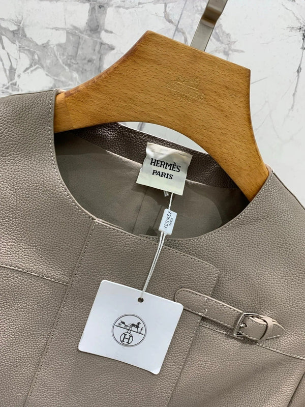 HERMES 25S LEATHER JACKET WITH LEATHER SHORTS