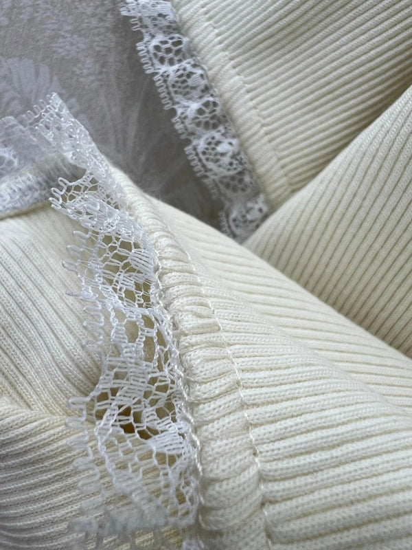 MIUMIU TEXTURED SHORT-SLEEVE LACE TOP 275100