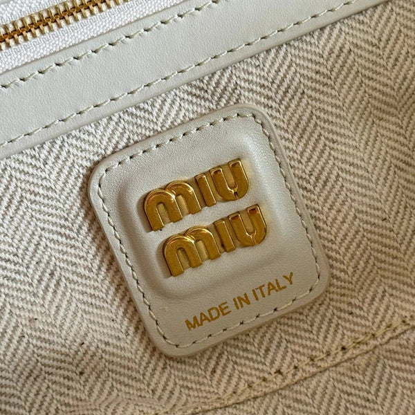 BEAU TOP HANDLE BAG 28 IN CHALK WHITE LEATHER PATCHWORK