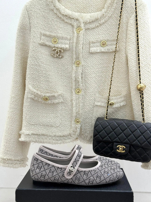 CC Flat Mary Jane 25ss In Grey Embellished With Rhinestones