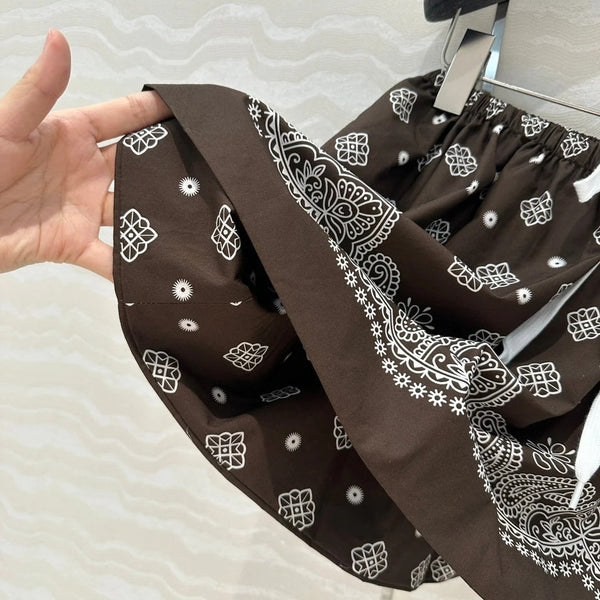 MIUMIU EARTH BROWN PLEATED MIDI SKIRT