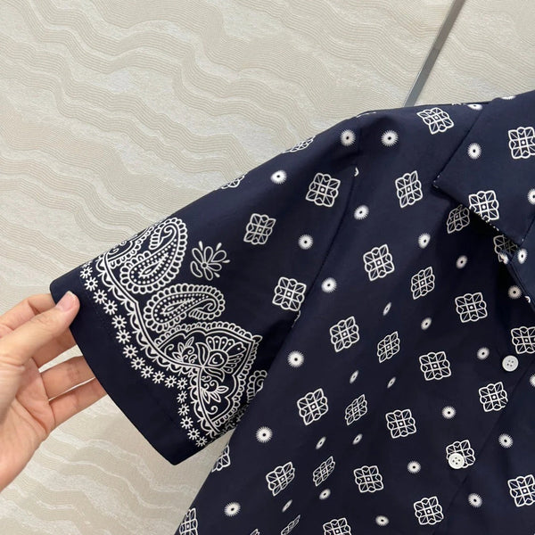 MIUMIU CAMICIA A MANICHE CORTE BLU NOTTE 261480