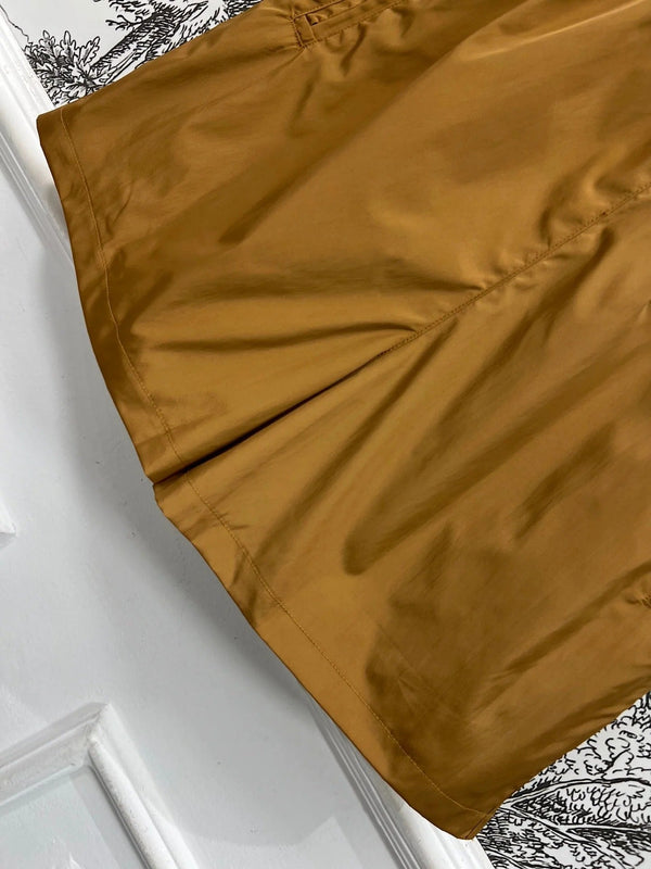 MIU 25S HIGH WAIST SHORTS BROWN IN NYLON 263021