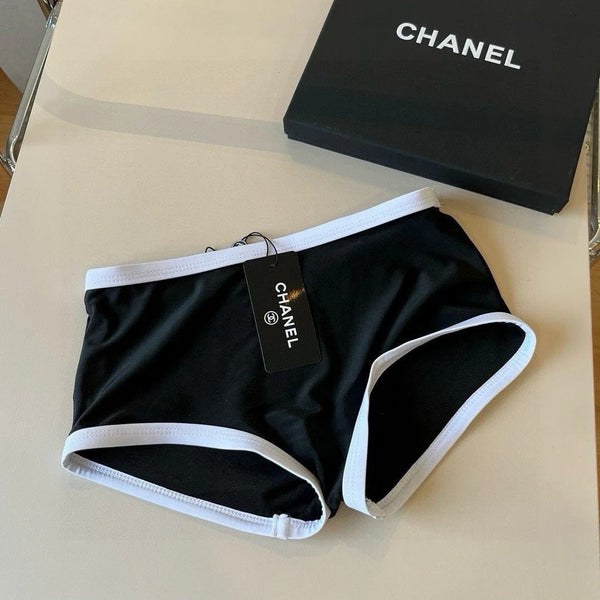 CC BIKINI SWIMSUIT SET IN BLACK AND WHITE TRIM 596500