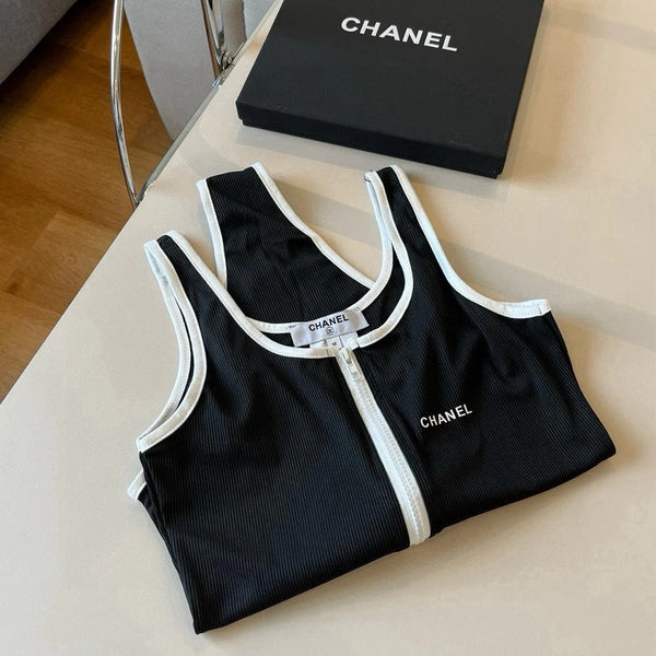 CC BIKINI SWIMSUIT SET IN BLACK AND WHITE TRIM 625973