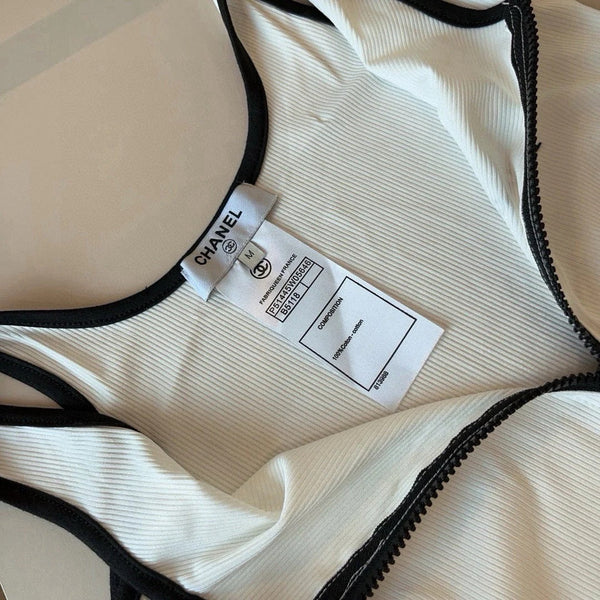 CC BIKINI SWIMSUIT SET IN WHITE AND BLACK TRIM 625974