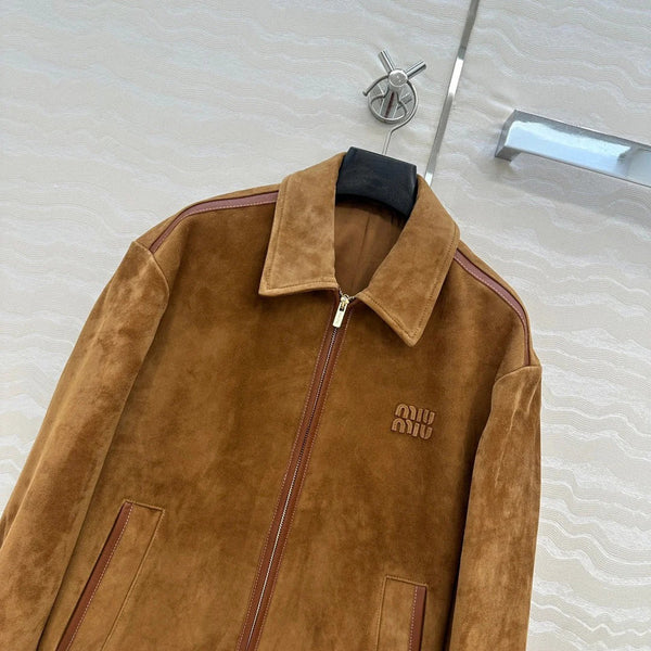 MIUMIU CLASSIC BROWN SUEDE JACKET 276214