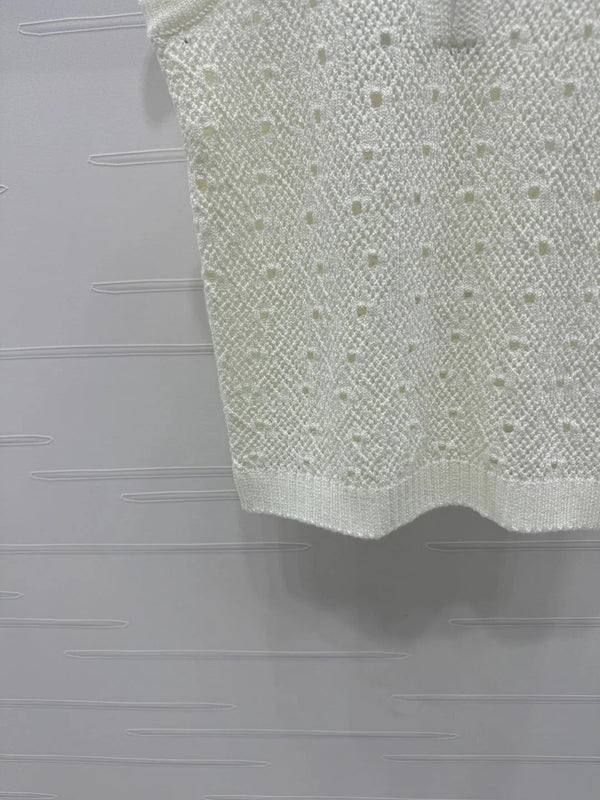 CHANEL SHORT-SLEEVE OPEN-KNIT TOP 274861