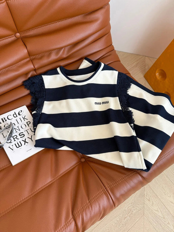 MIU NAVY DRESS WITH WIDE STRIPES 265712