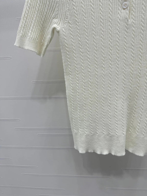 MIU 25S SHORT SLEEVE BEADED COLLAR SHIRT 264247