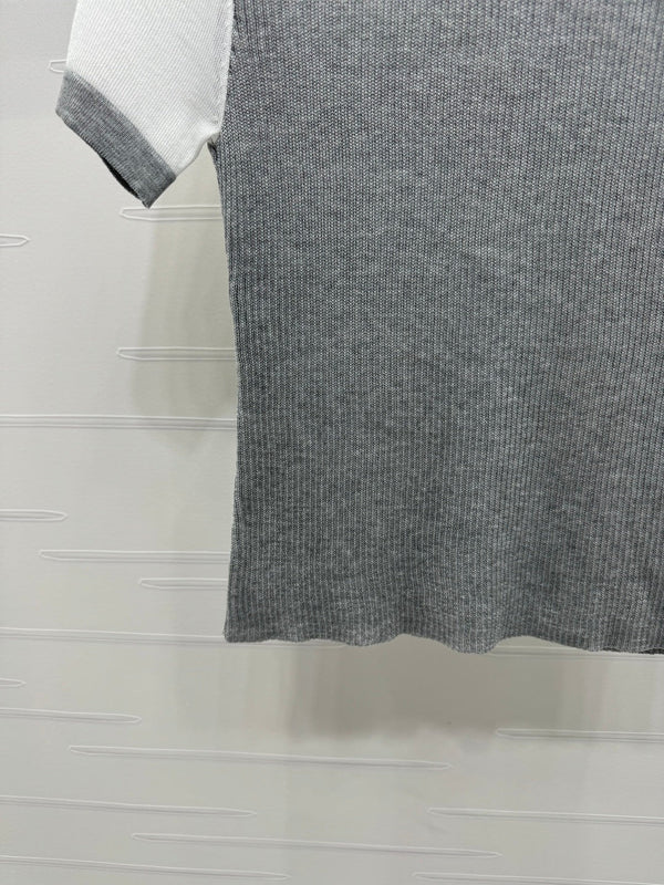 MIUMIU CREW NECK SHORT-SLEEVE SHEER KNIT TOP 274812