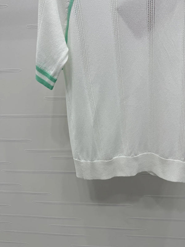 MIU 25S RAGLAN CREW NECK STRIPED KNIT SWEATER 264105