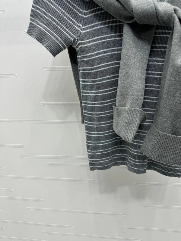 MIU 25S SHORT SLEEVE STRIPED KNITTED CAPE 264139