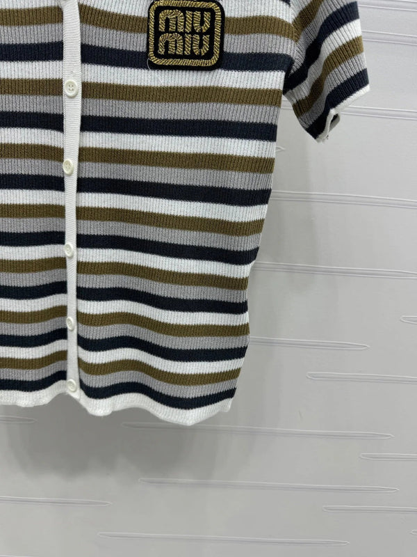 MIUMIU SHORT-SLEEVE KNIT CARDIGAN 274944