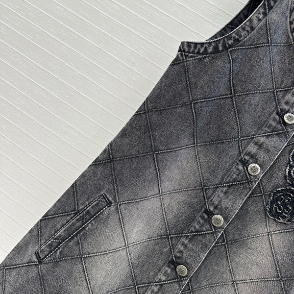 CHANEL DENIM VEST DRESS WITH DIAMOND PATTERN 276108