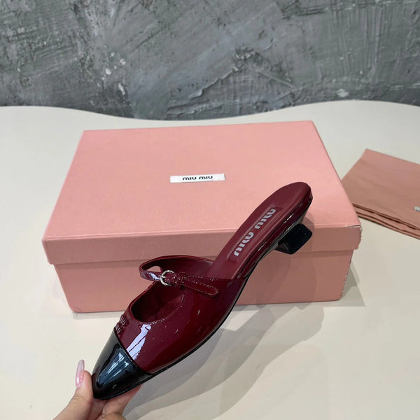 CAP TOE MULES RUBY COLOR SHEEPSKIN