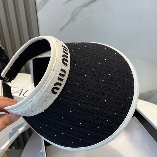 MM FASHION VISOR CAP IN WHITE MIX BLACK FABRIC