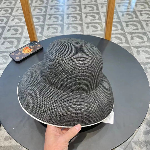 STRAW CLOCHE HAT BLACK 672756