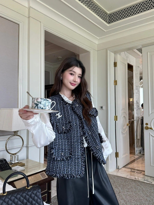 CHANEL 25S ROUND NECK TWEED VEST STYLE 151