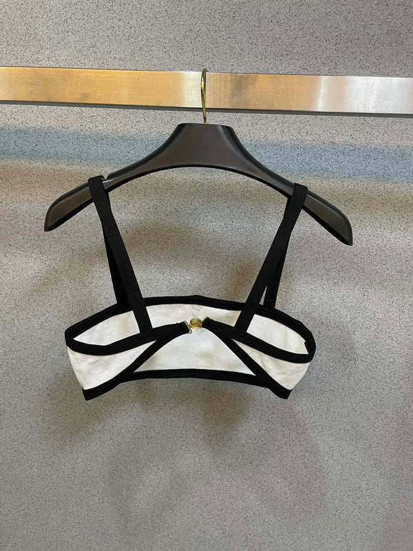 HIGH NECK SWIMSUIT IN WHITE AND BLACK TRIM 627830