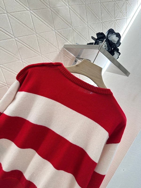 MIUMIU STRIPED CREW NECK SWEATER 276681