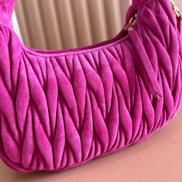 MIU MIU SUEDE HANDBAG 23 DEEP FUCHSIA