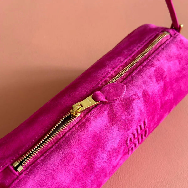 SUEDE BAG 22 FUCHSIA GOLD HARDWARE