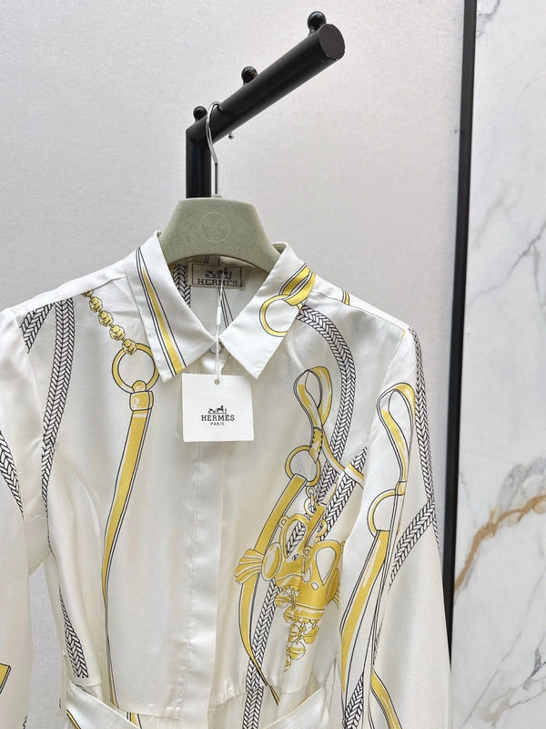 HERMES 25S LONG SILK DRESS 043