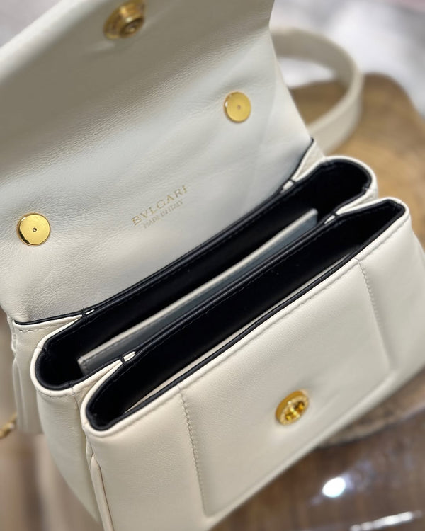 BVL Serpenti Reverse Top Handle 20cm White Calfskin GHW 188563