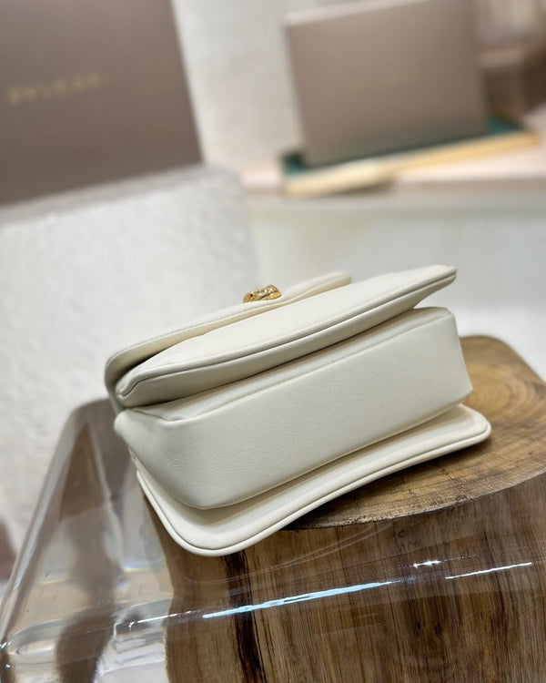 BVL Serpenti Reverse Top Handle 20cm White Calfskin GHW 188563