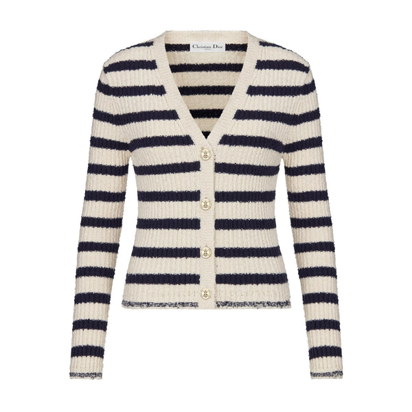 Striped knitted Beige Black Cardigan