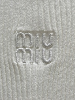 Miu Miu 2025 Gilet senza maniche con scollo rotondo in viscosa bianca