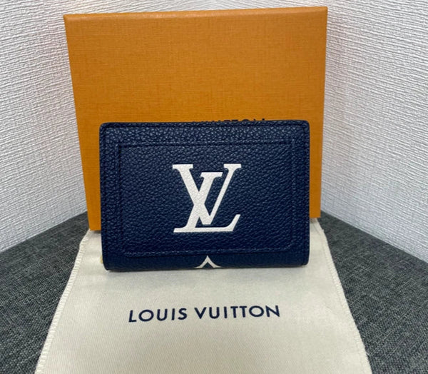 LV Cléa Wallet Purse Navy Blue Beige Cowhide