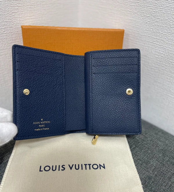 LV Cléa Wallet Purse Navy Blue Beige Cowhide