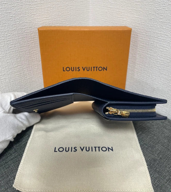 LV Cléa Wallet Purse Navy Blue Beige Cowhide