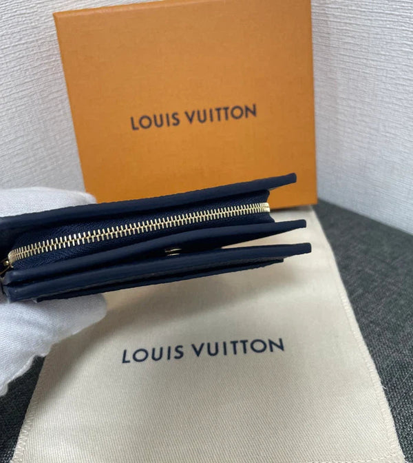 LV Cléa Wallet Purse Navy Blue Beige Cowhide