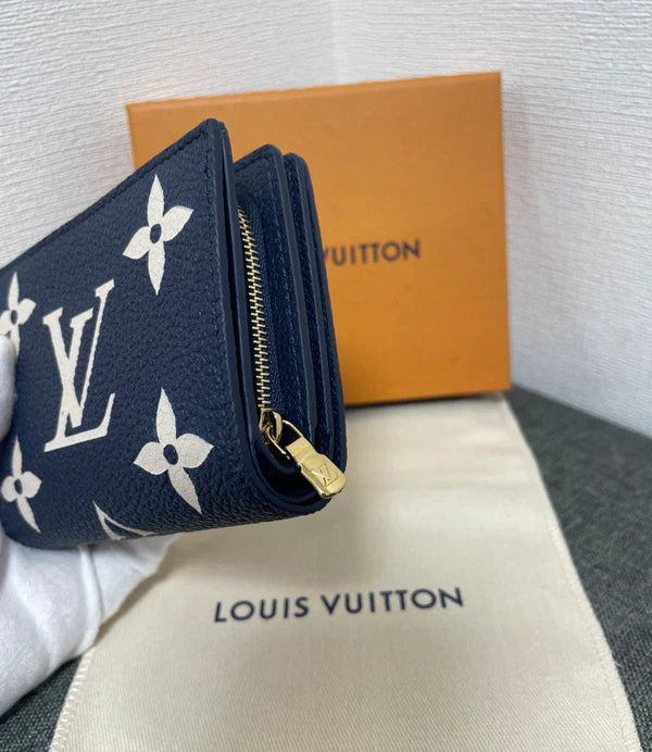 LV Cléa Wallet Purse Navy Blue Beige Cowhide